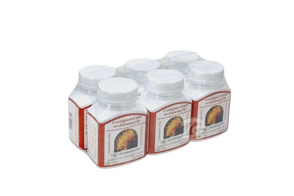 (УПАКОВКА 6 ШТ) Капсулы Сафлора для снижения уровня холестерина, от панкреатита, улучшение работы желчного пузыря от Thanyaporn Herbs Compound Safflower 100 Капсул