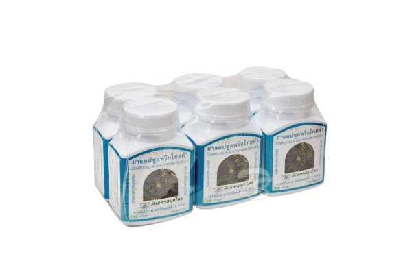 (УПАКОВКА 6 ШТ) Тайские капсулы для похудения Прик Тай Дам на основе дикорастущего черного перца от Thanyaporn Herbs Compound Black Pepper 100 капсул