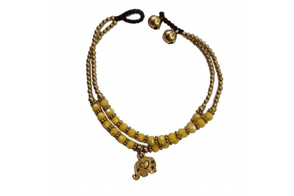Браслет ручной работы с кулоном в виде слона (жёлтый) Handmade Bracelet with Elephant Pendant (Yellow)