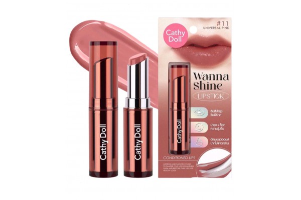 Губная помада CATHY DOLL WANNA SHINE #11 UNIVERSAL PINK (Универсальный Розовый) 3гр