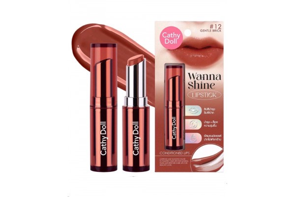 Губная помада CATHY DOLL WANNA SHINE #12 GENTLE BRICK (Нежный Кирпич) 3гр