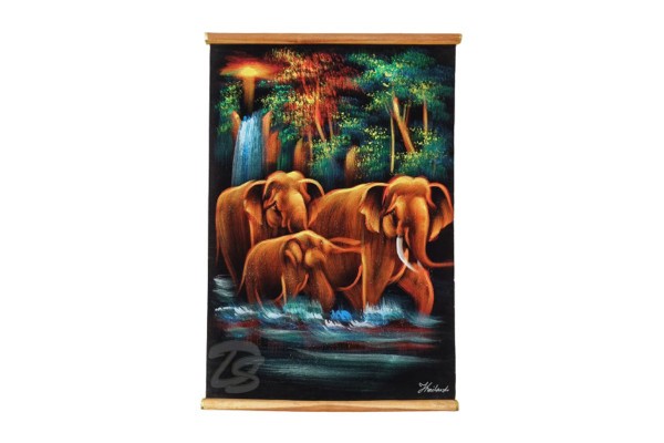 Картина на бархате на стену "Слоны"
