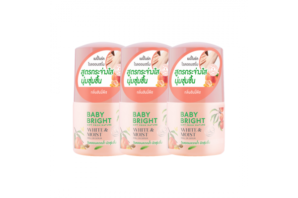 Натуральный дезодорант-сыворотка Baby Bright White and Moist Персик без спирта для кожи подмышек 50 мл ? 3 шт