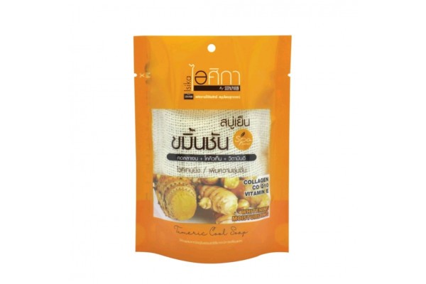 Спа-мыло с куркумой в мешочке из люфы с охлаждающим эффектом Isika By Supaporn, 70 гр