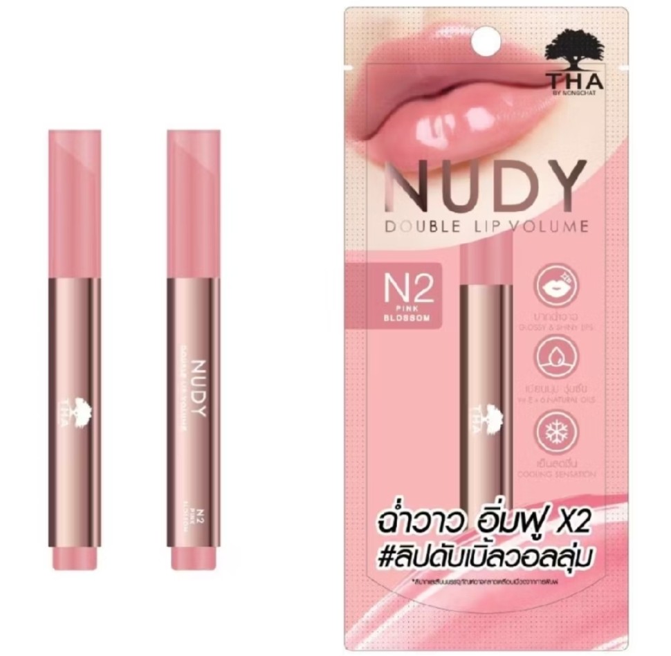 Бальзам для губ с объёмом Nudy Double Lip Volume THA от Nongchat, оттенок N2 Pink Blossom, 2 г