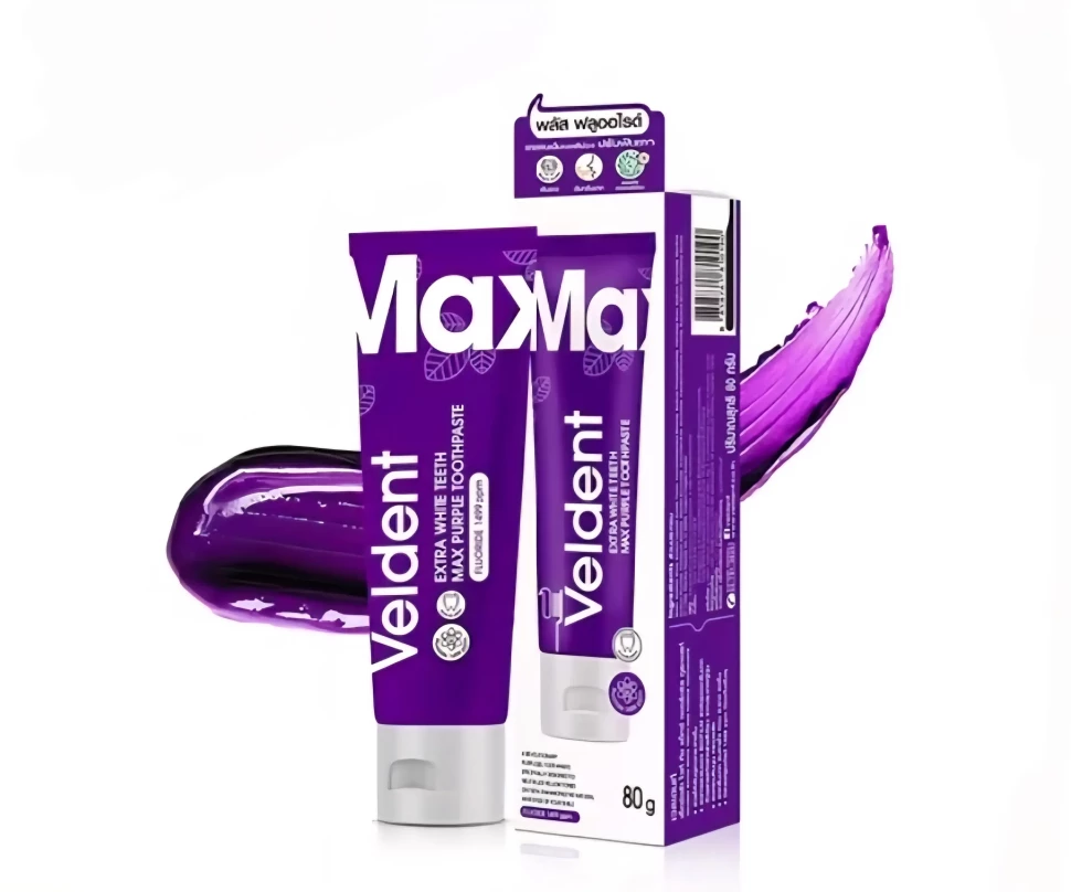 Отбеливающая фиолетовая зубная паста Veldent Extra White Max Purple 80 гр