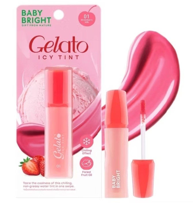 Тинт для губ Baby Bright Gelato Icy Tint оттенок 01 Клубничное Молоко 3 гр