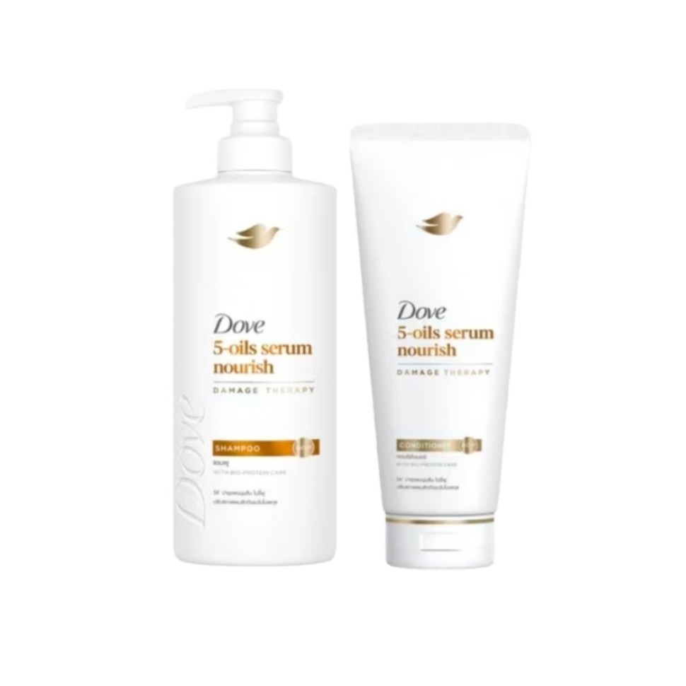 Набор Шампунь 380 мл и Кондиционер 350 мл с 5 маслами для питания и восстановления волос Dove 5-oils serum nourishing