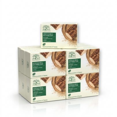 Мыло для увлажнения и отбеливания кожи  De Leaf Thanaka Moisturizing & Whitening Soap 100 g. (набор 12 шт)