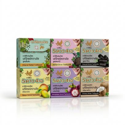 Набор Зубных паст с различными вкусами от Nokthai 5 Star 4 A Herbal Clove Toothpaste 6 шт по 25 гр (Упаковка)